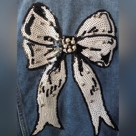 Ali Dee Western Sequin Bow Denim Jacket ✨ Glam Cowgirl Coquette - Picture 7 of 12